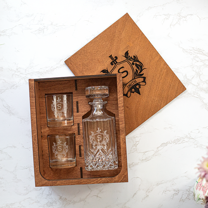 Ornate Decanter & Glassware Box Set