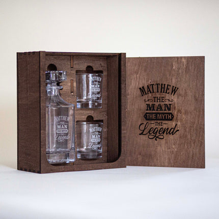 Classic Decanter & Glassware Wooden Box Set