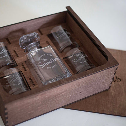Classic Decanter & Glassware Wooden Box Set