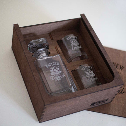Classic Decanter & Glassware Wooden Box Set