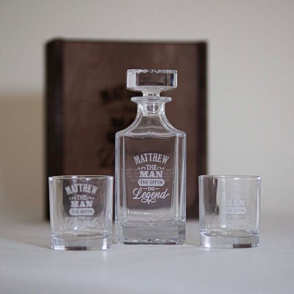 Classic Decanter & Glassware Wooden Box Set