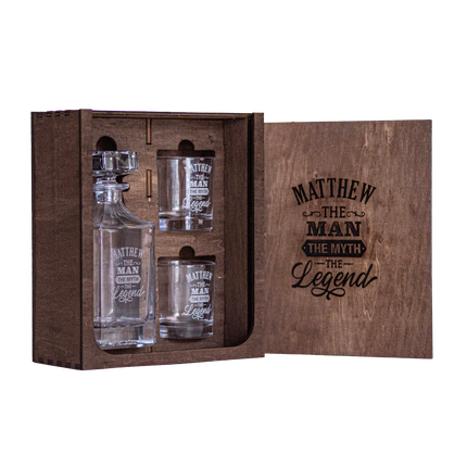 Classic Decanter & Glassware Wooden Box Set
