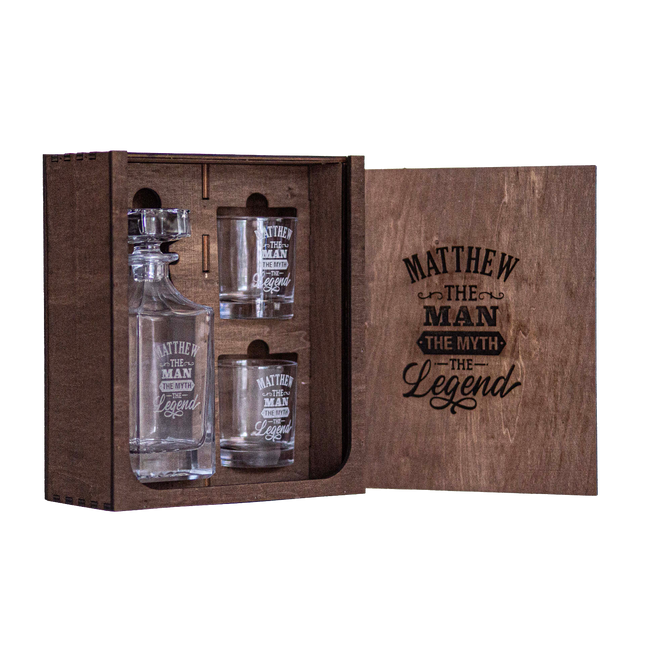 Classic Decanter & Glassware Wooden Box Set